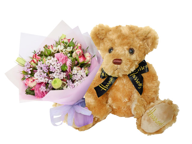 Florist Gift Set - Harrods Bear With Flower Bouquet NA16 - NVAB0213B1b Photo