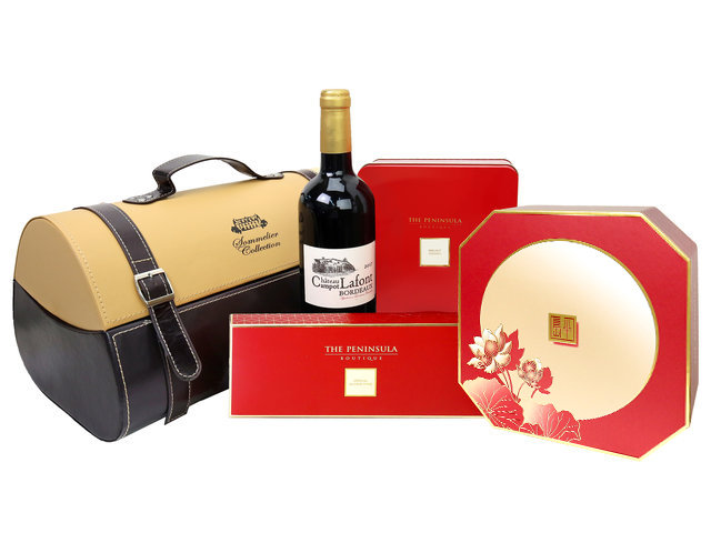 Mid-Autumn Gift Hamper - Mid Autumn Peninsula Moon Cake With Premium Wine Box Gift Set FH135 - M30720A2 Photo